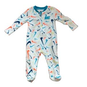 Nike Baby Microfleece Sleep And Play  - White with Blue and Orange Swooshes